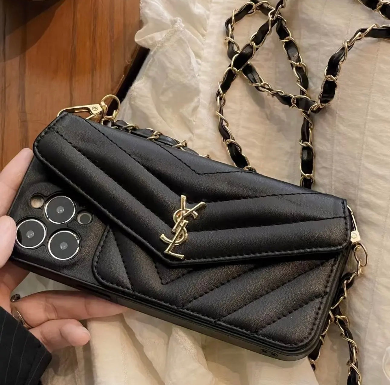 YSL Luxurious iPhone Cover(With chain)