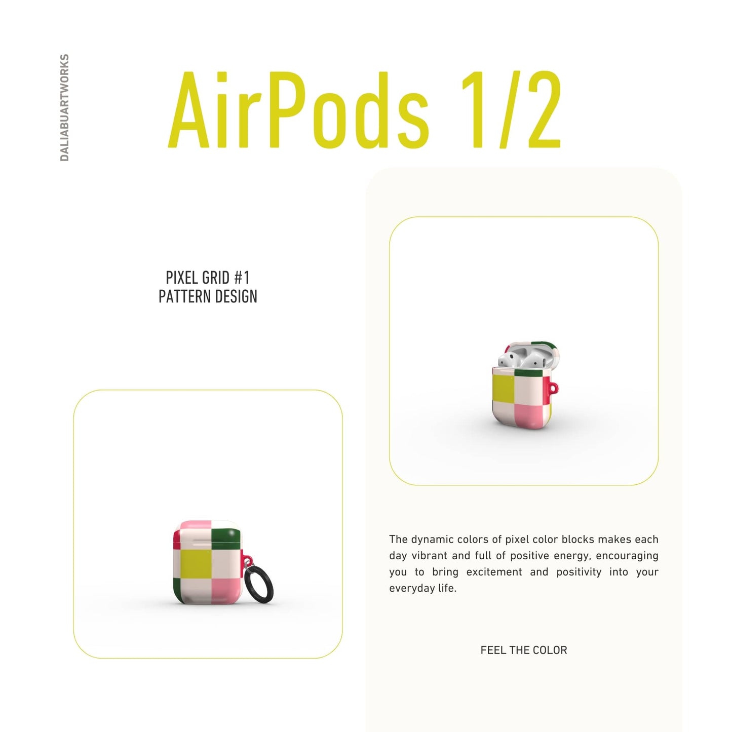 Pixel Grid Pink Tough Apple AirPods Case