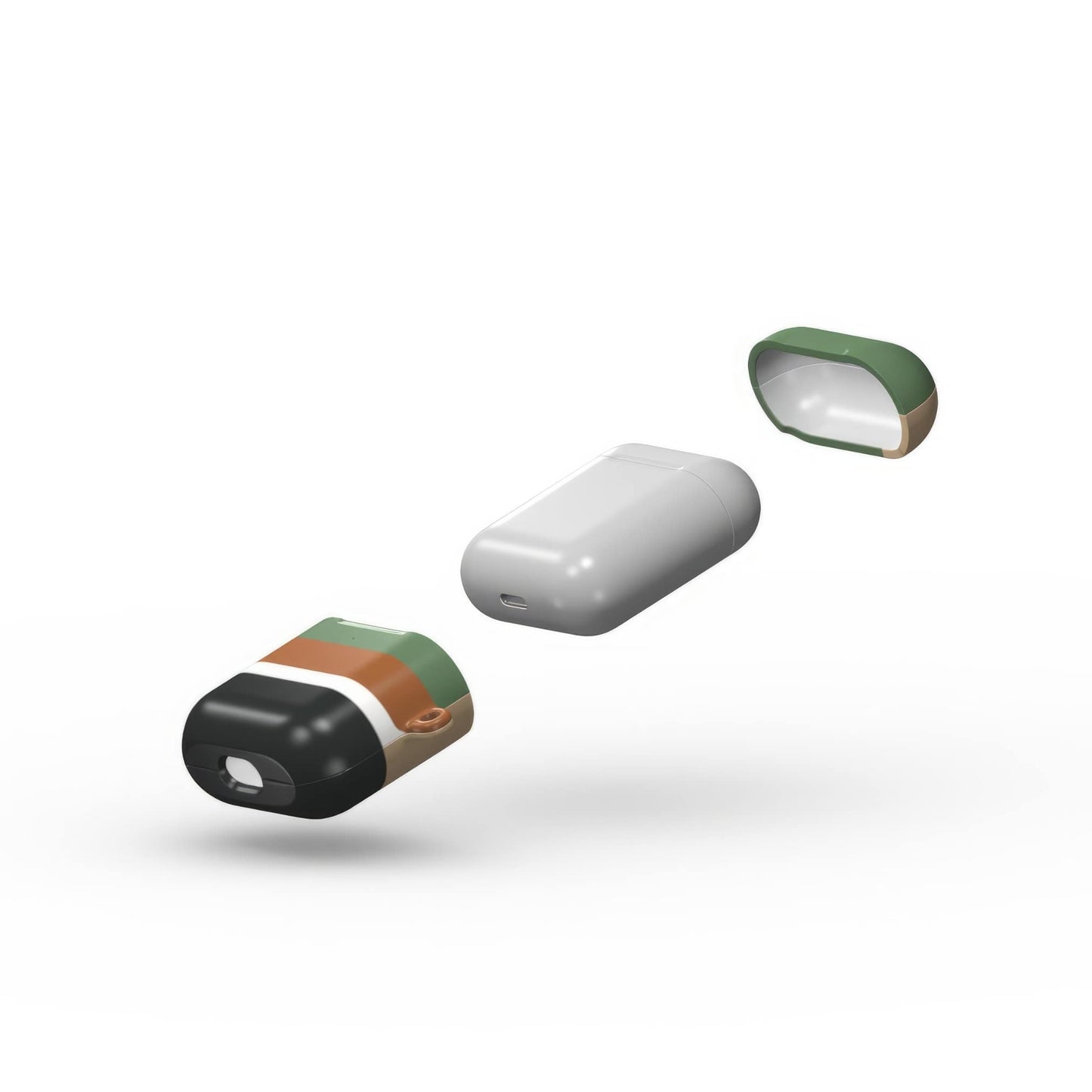 Retro Stripes Khaki Tough Apple AirPods Case