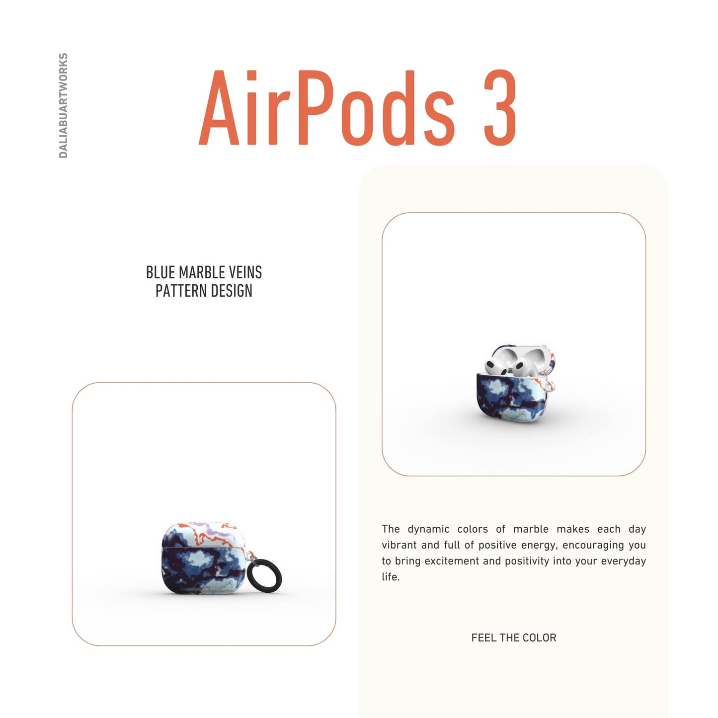 Blue Marble Veins Tough Apple AirPods Case