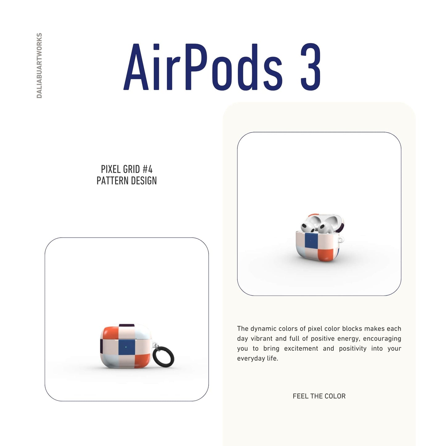 Pixel Grid Blue Tough Apple AirPods Case