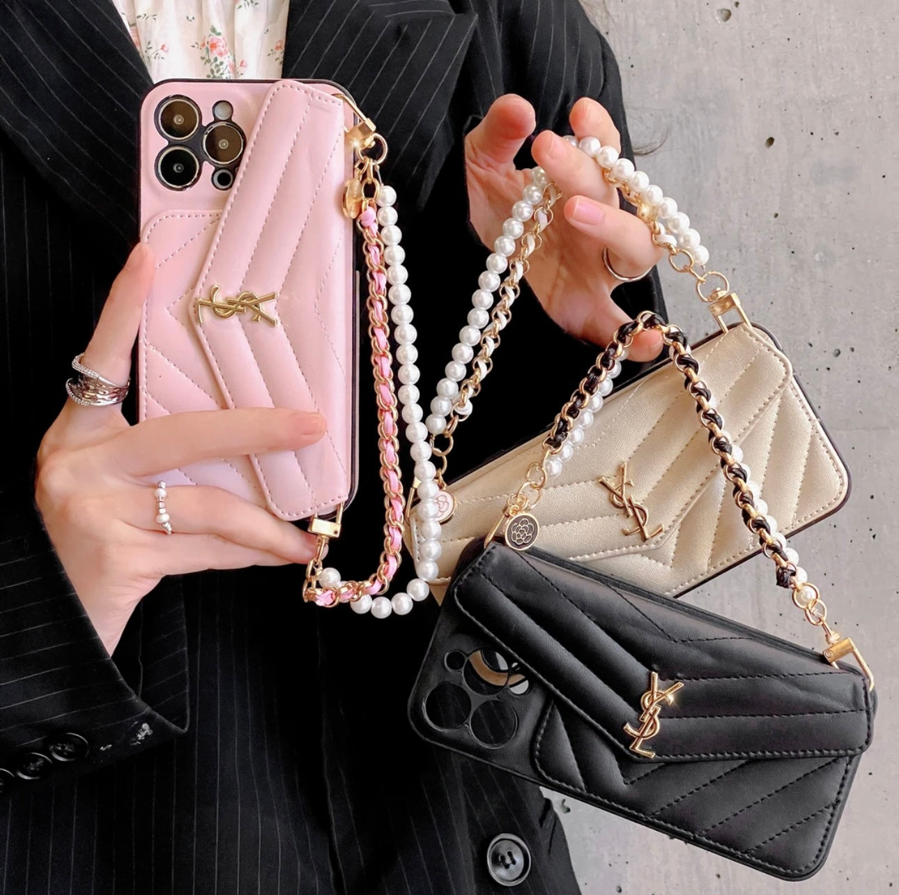 YSL Luxurious iPhone Cover（With chain）