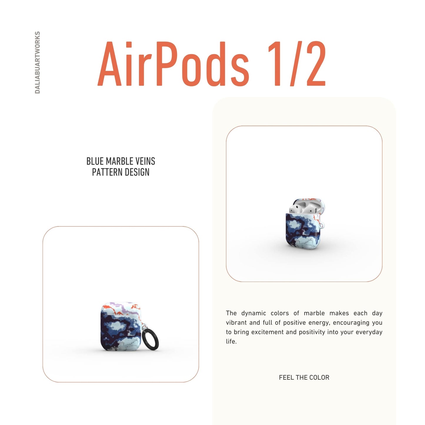 Blue Marble Veins Tough Apple AirPods Case