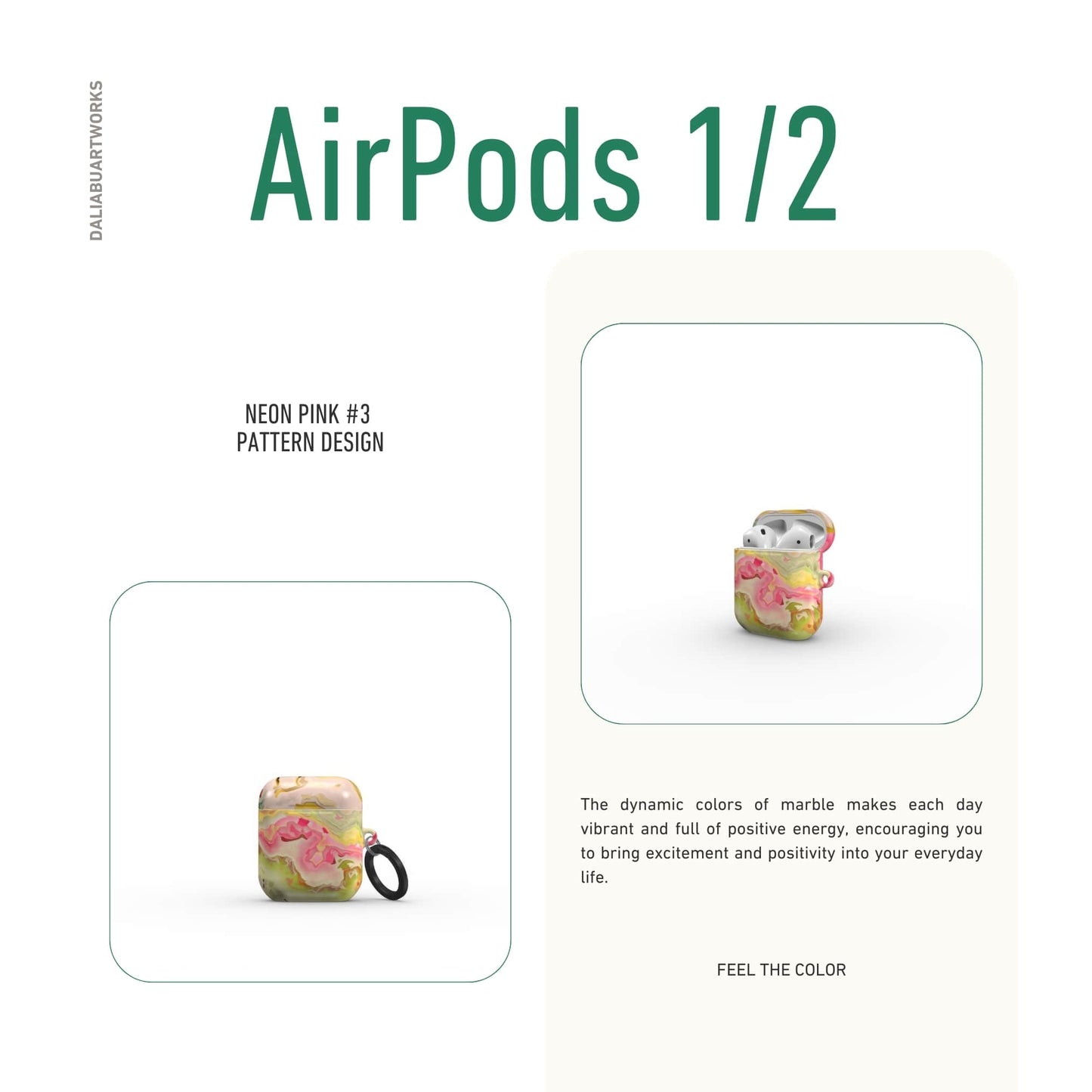 Neon Pink Light Tough Apple AirPods Case