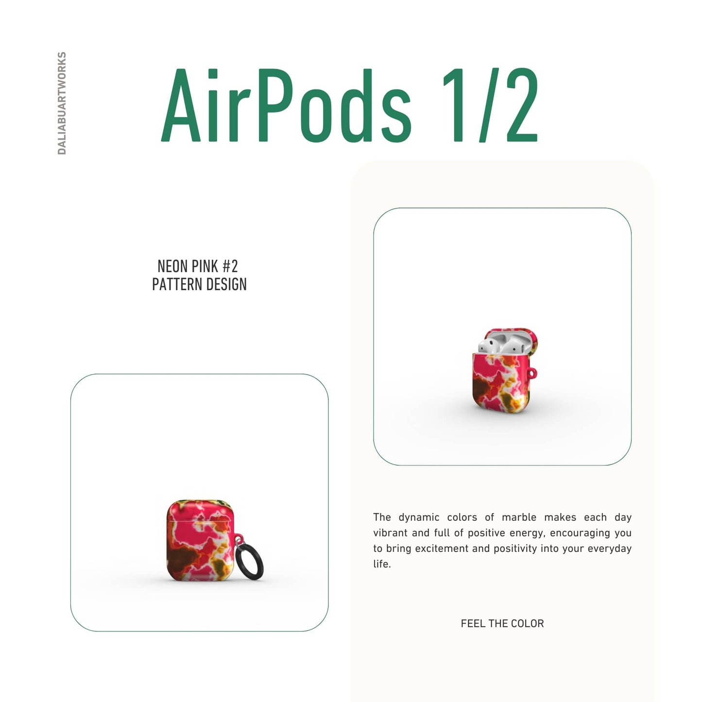 Neon Pink Rich Tough Apple AirPods Case