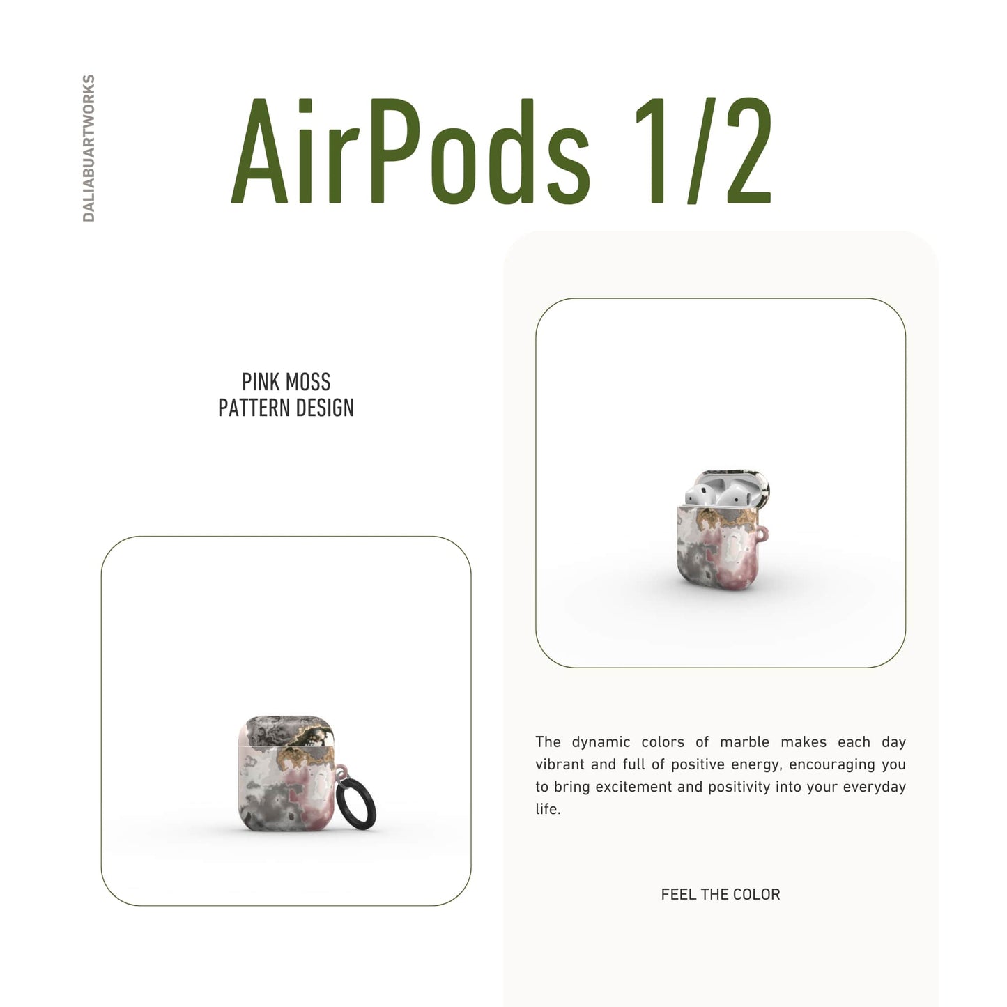 Pink Moss Tough Apple AirPods Case