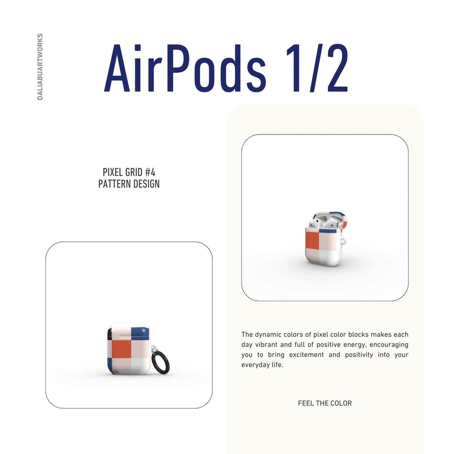 Pixel Grid Blue Tough Apple AirPods Case