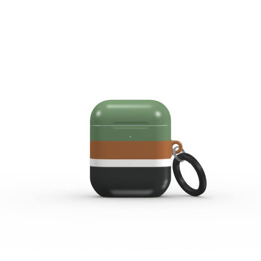 Retro Stripes Khaki Tough Apple AirPods Case