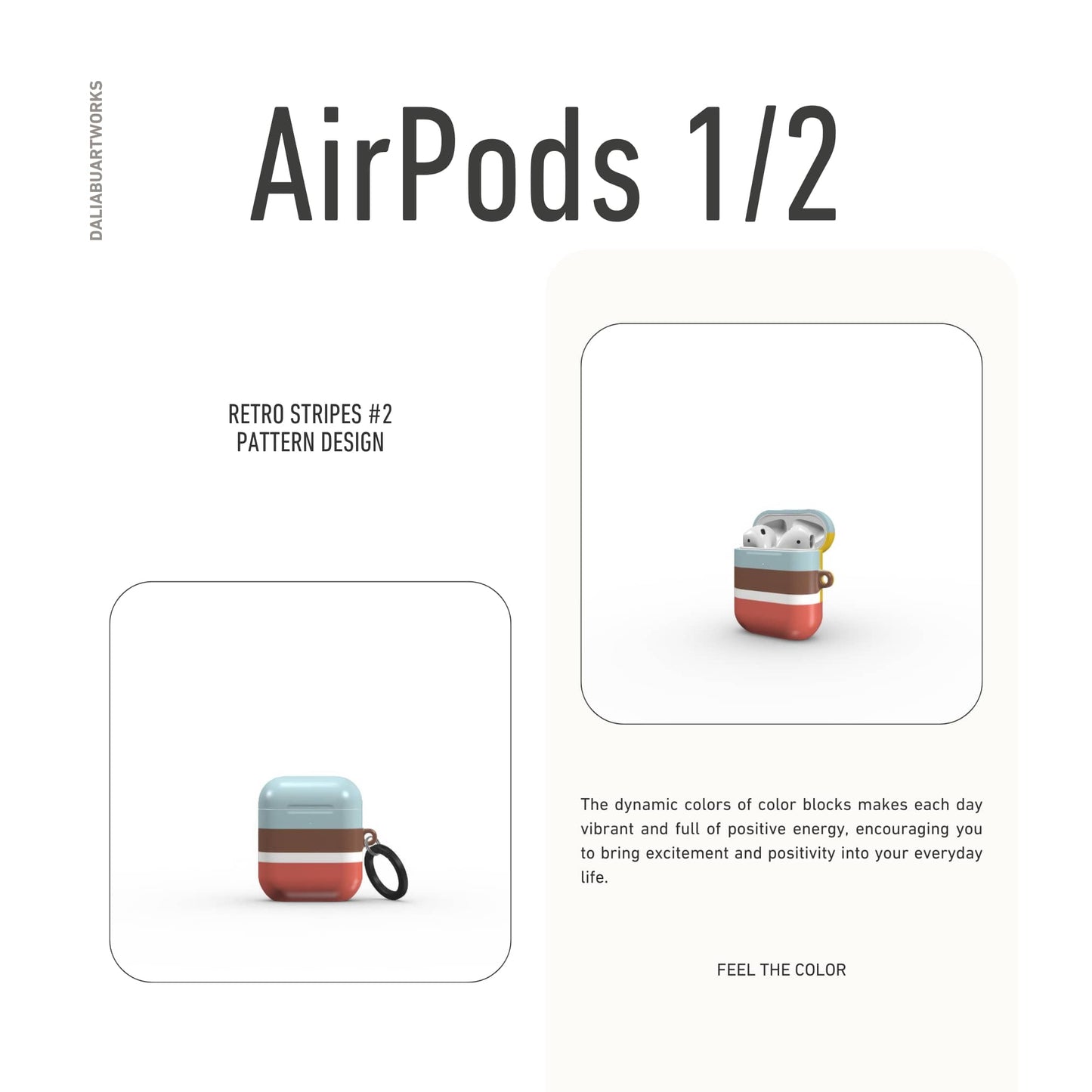 Retro Stripes Red Tough Apple AirPods Case