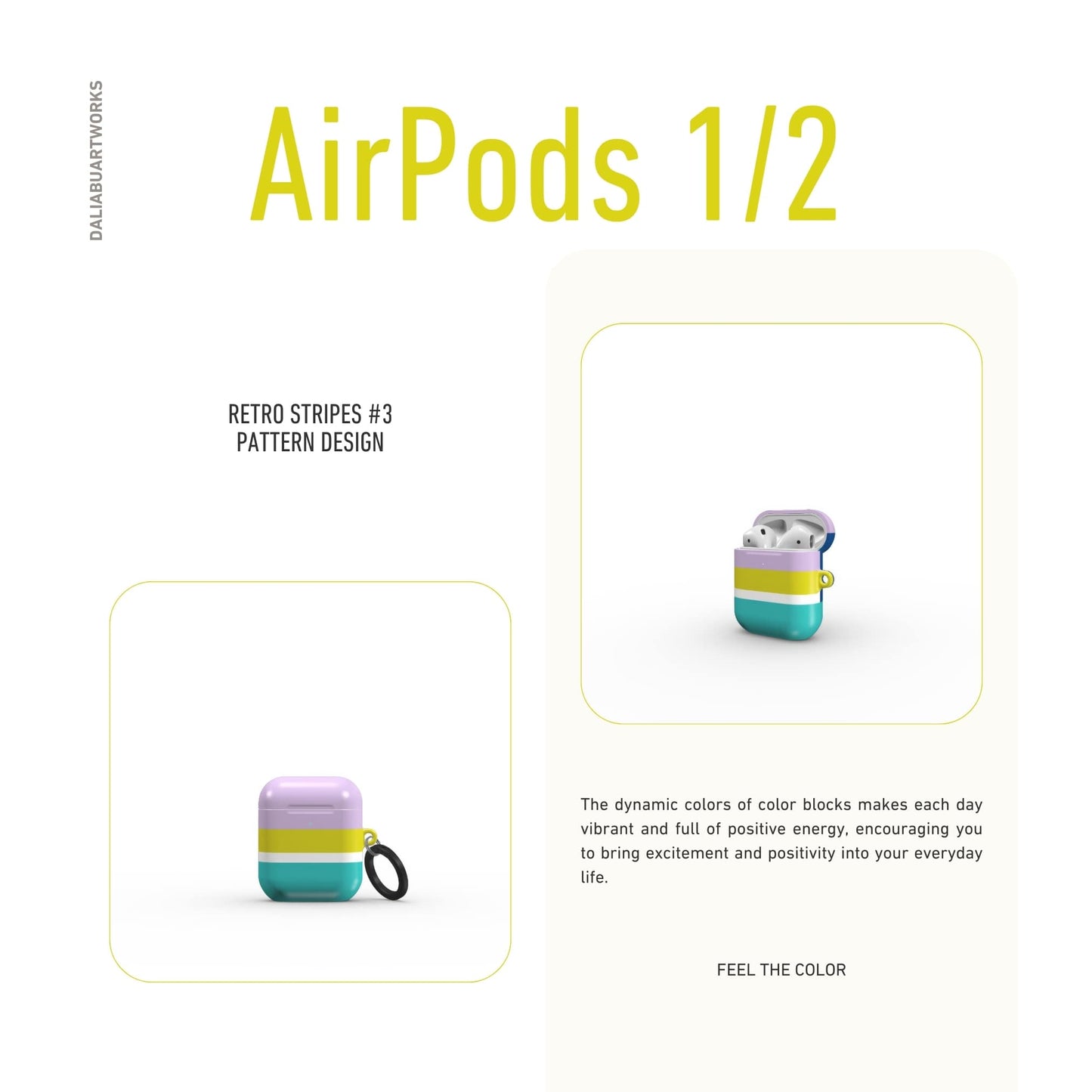 Retro Stripes Teal Tough Apple AirPods Case