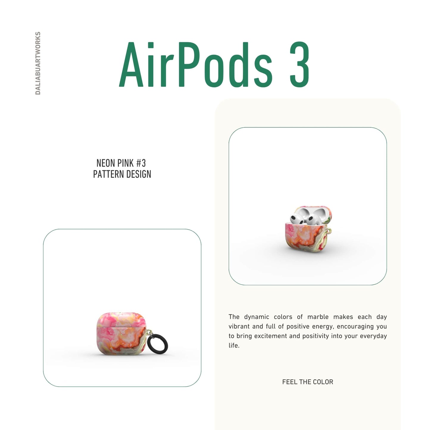 Neon Pink Light Tough Apple AirPods Case