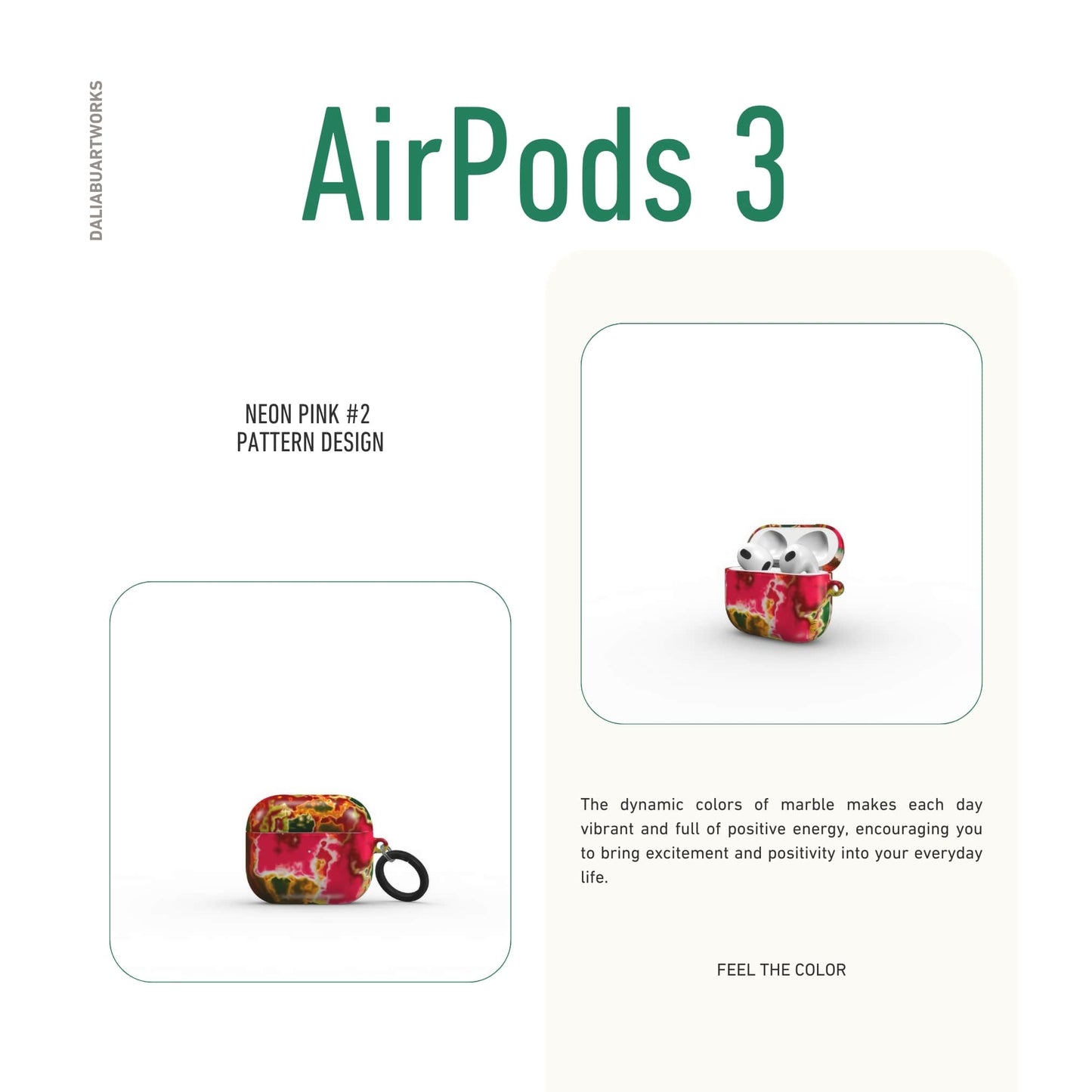 Neon Pink Rich Tough Apple AirPods Case