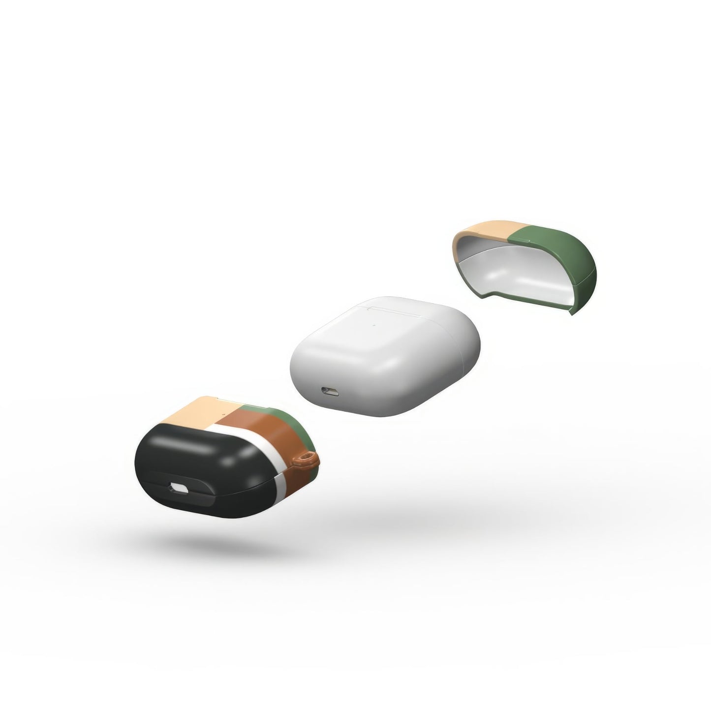 Retro Stripes Khaki Tough Apple AirPods Case