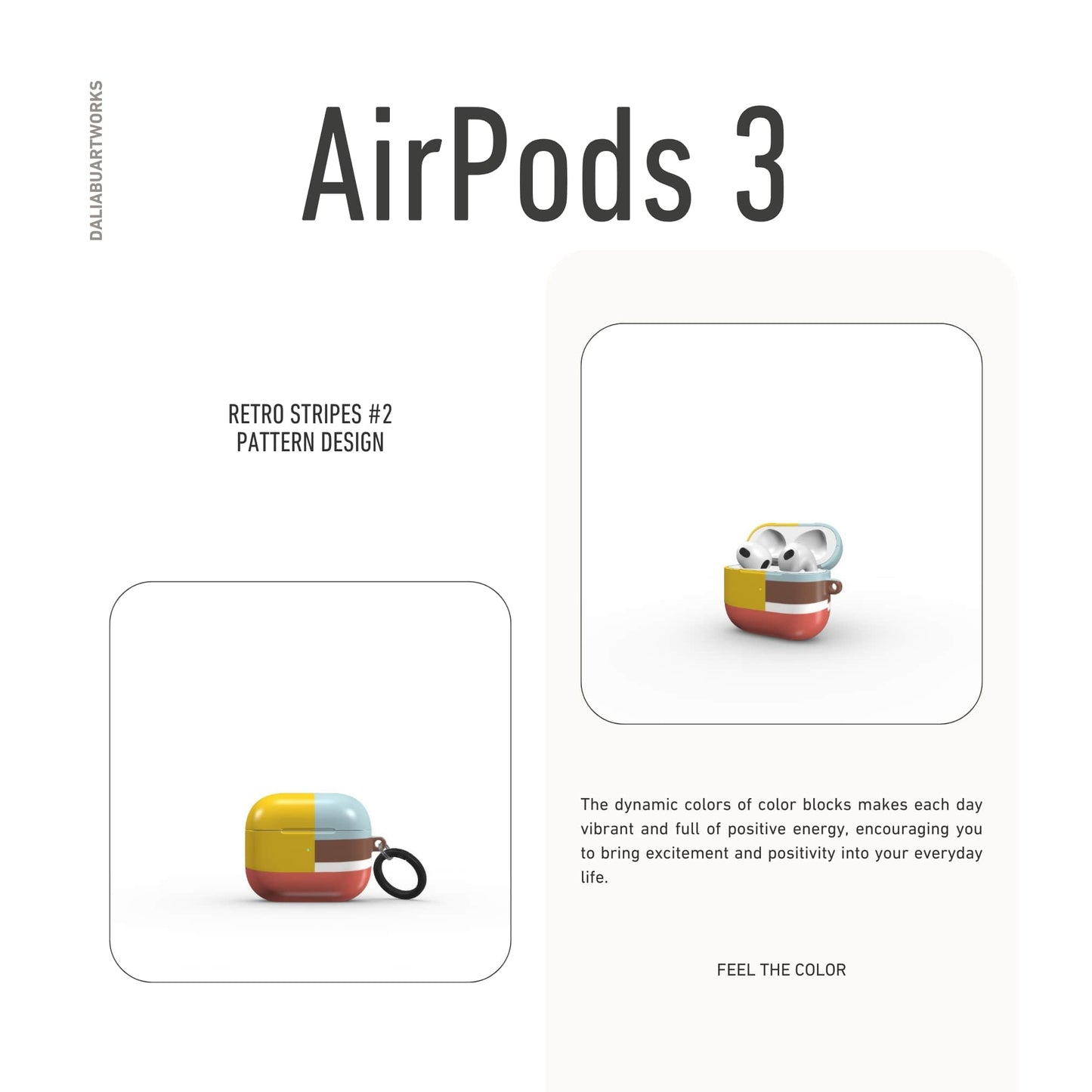 Retro Stripes Red Tough Apple AirPods Case