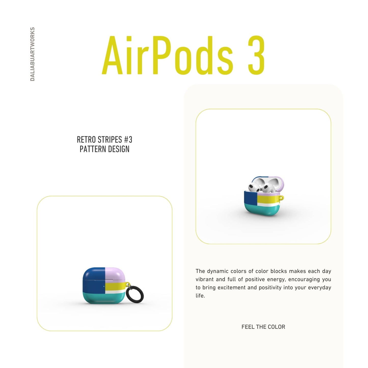 Retro Stripes Teal Tough Apple AirPods Case