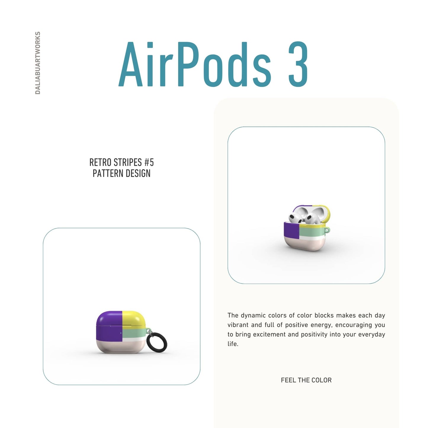Retro Stripes Yellow Tough Apple AirPods Case