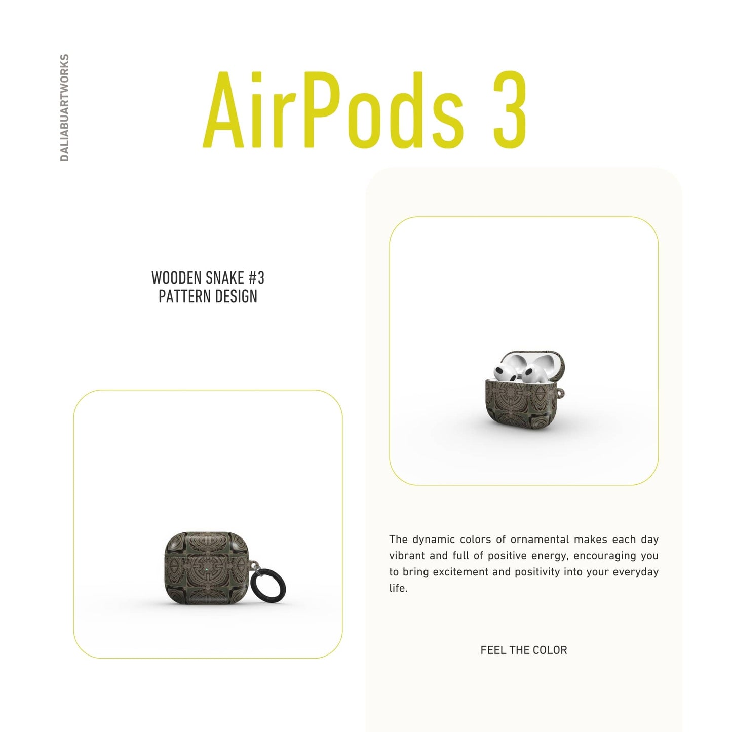 Wooden Snake #3 Tough Apple AirPods Case
