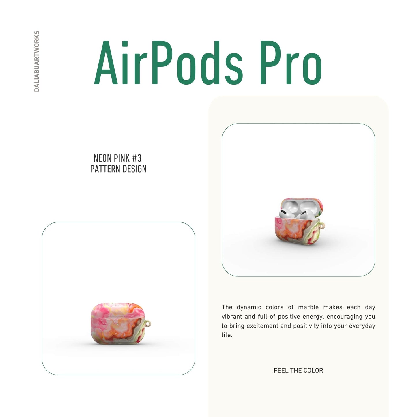 Neon Pink Light Tough Apple AirPods Case
