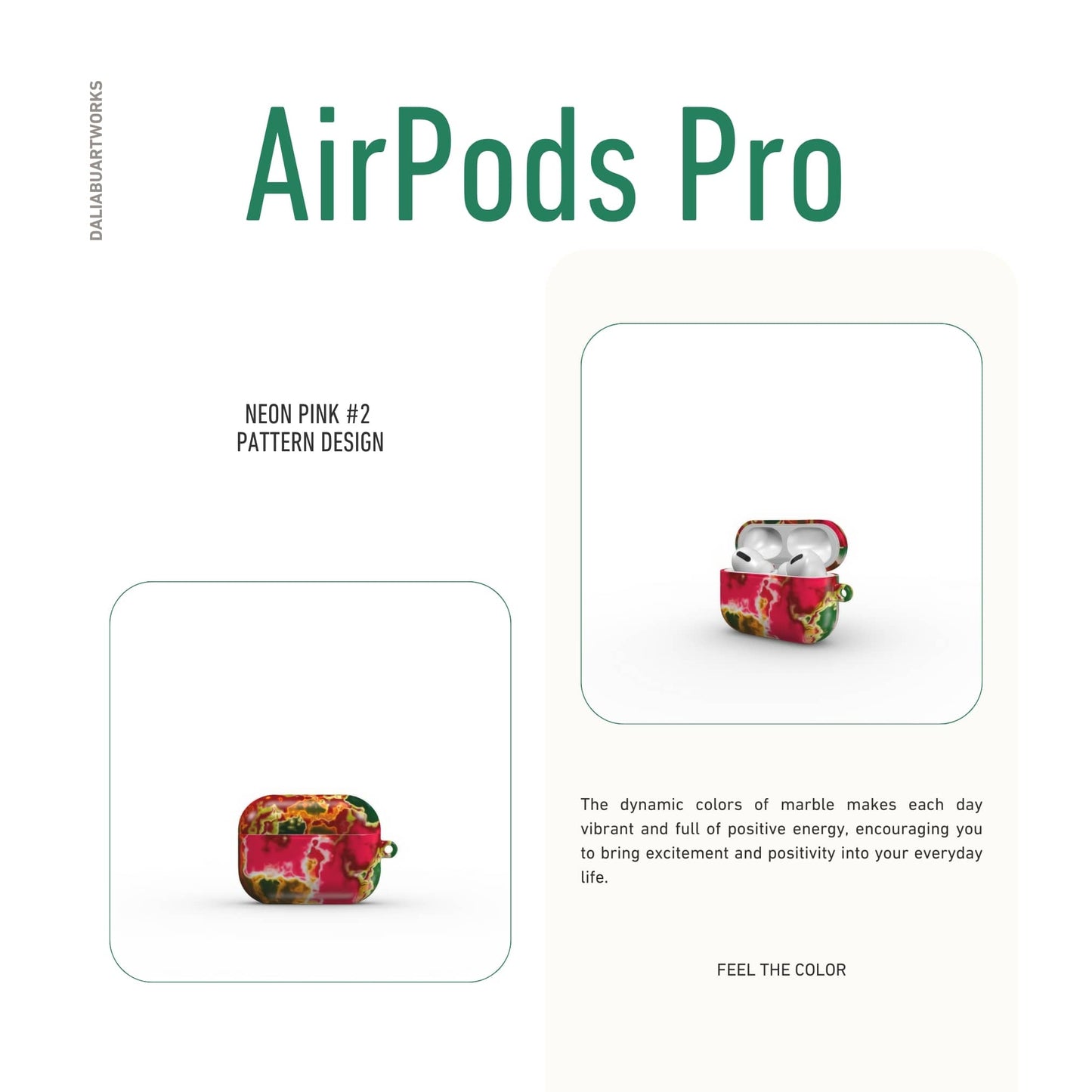 Neon Pink Rich Tough Apple AirPods Case