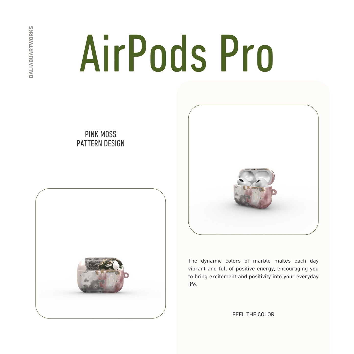 Pink Moss Tough Apple AirPods Case