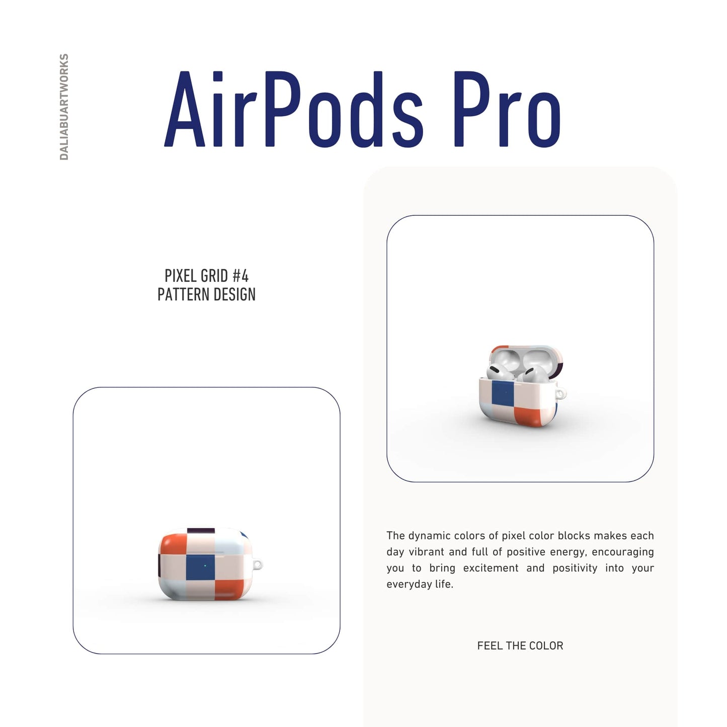 Pixel Grid Blue Tough Apple AirPods Case
