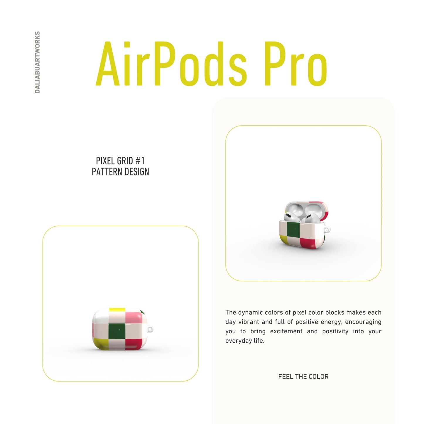 Pixel Grid Pink Tough Apple AirPods Case
