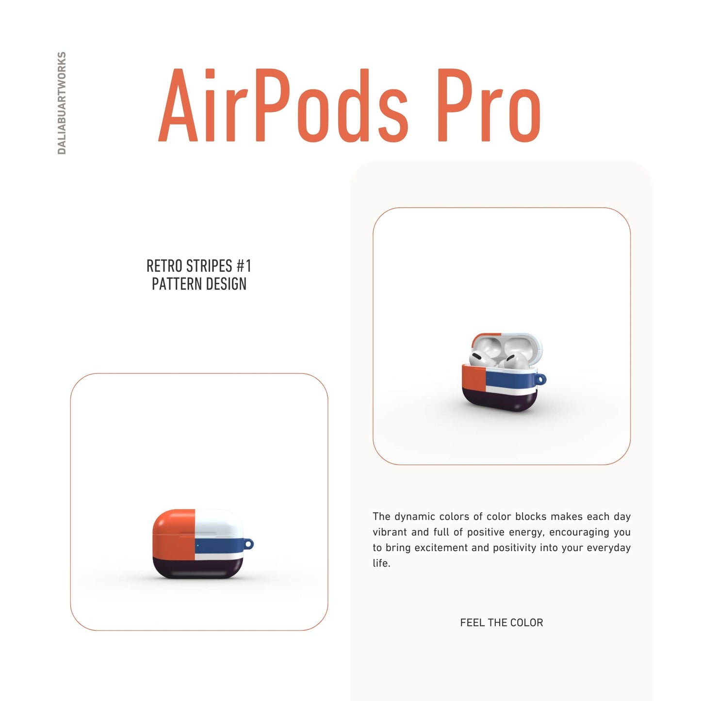 Retro Stripes Blue Tough Apple AirPods Case