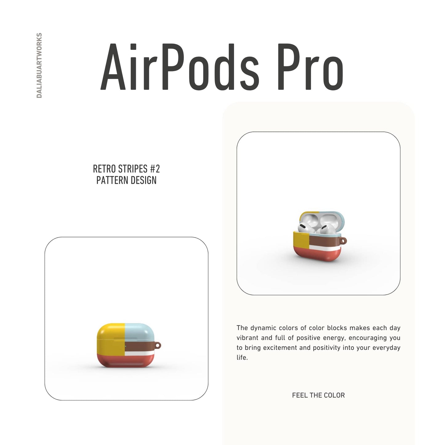 Retro Stripes Red Tough Apple AirPods Case