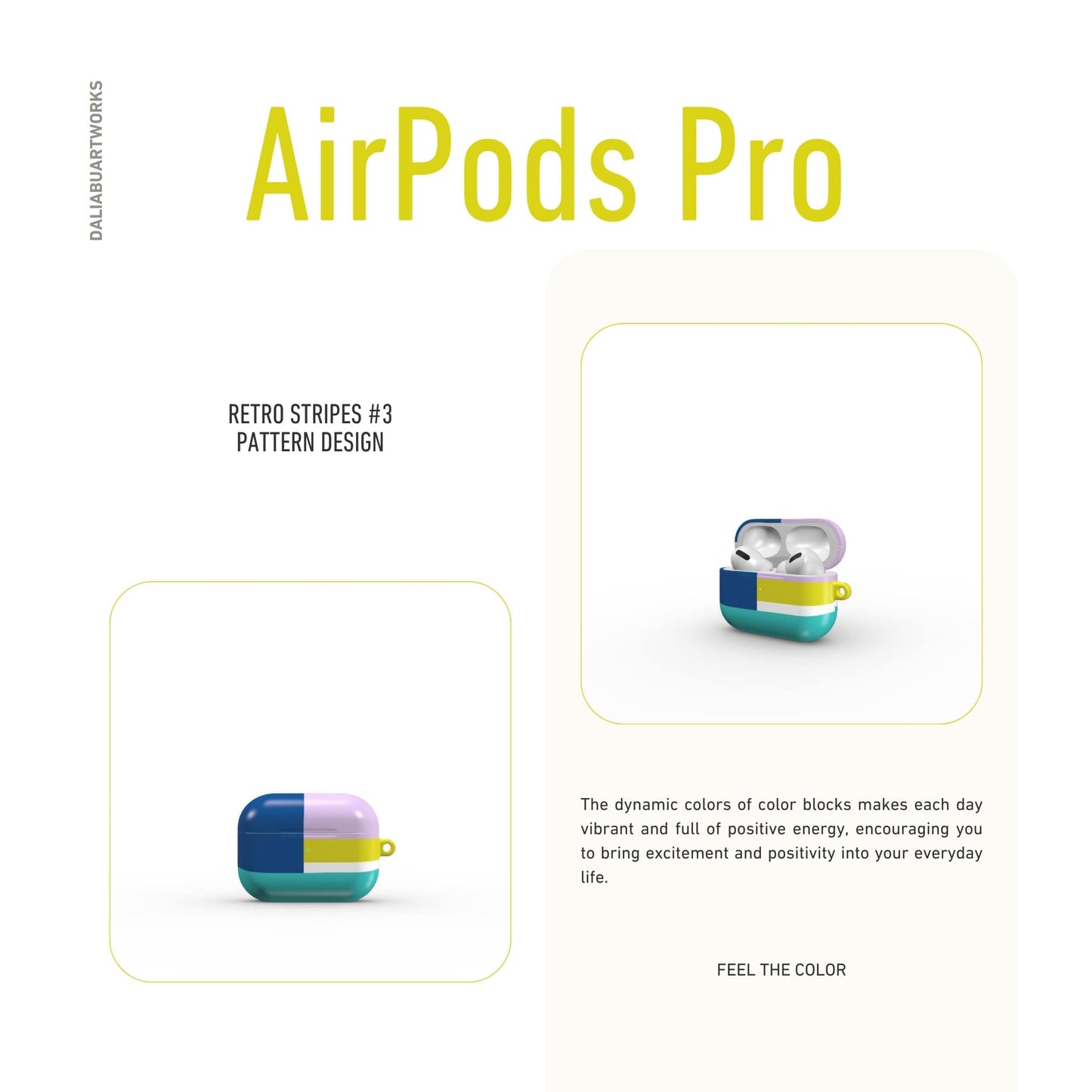 Retro Stripes Teal Tough Apple AirPods Case