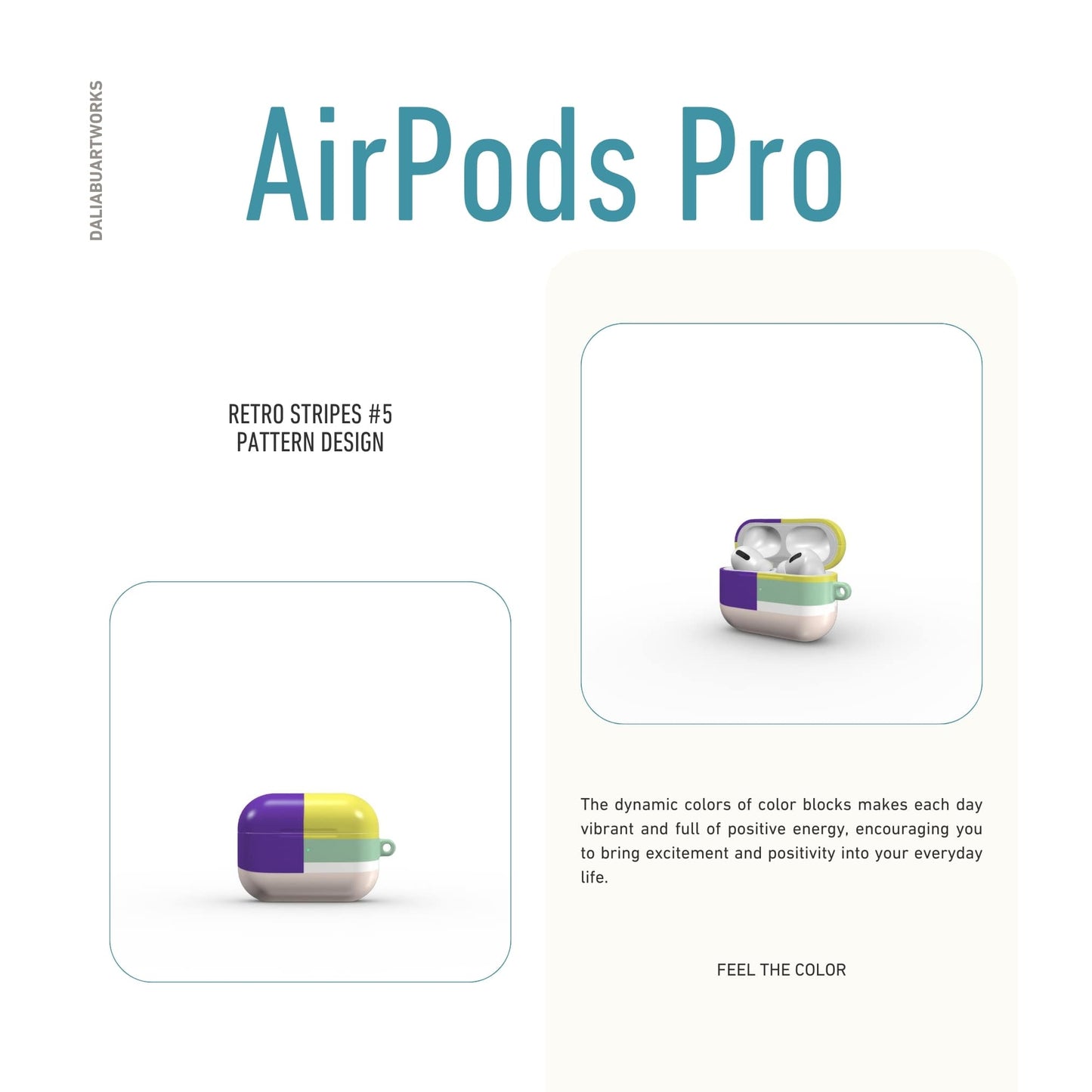 Retro Stripes Yellow Tough Apple AirPods Case