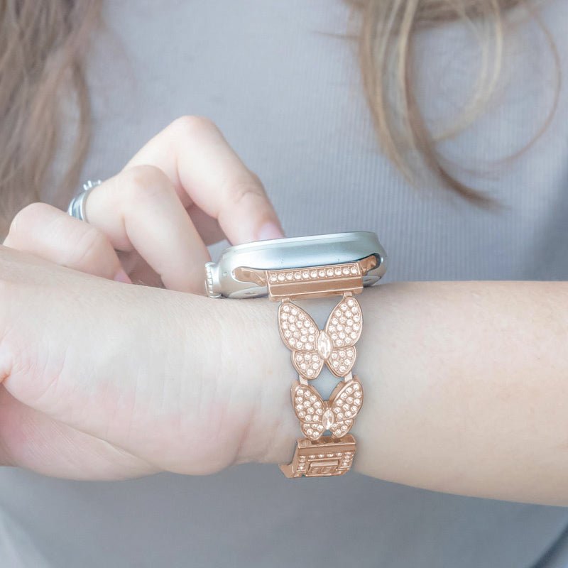 Amabilis Diamond Butterfly Stainless Steel Band