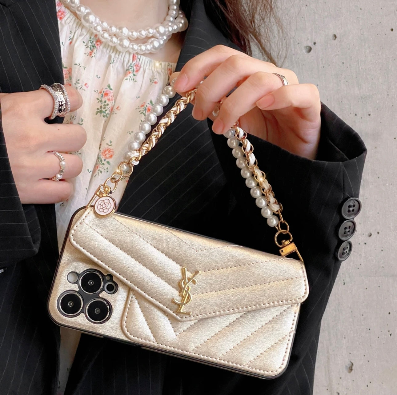 YSL Luxurious iPhone Cover（With chain）