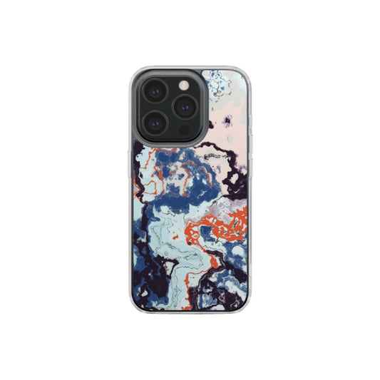 Blue Marble Veins Clear Phone Case
