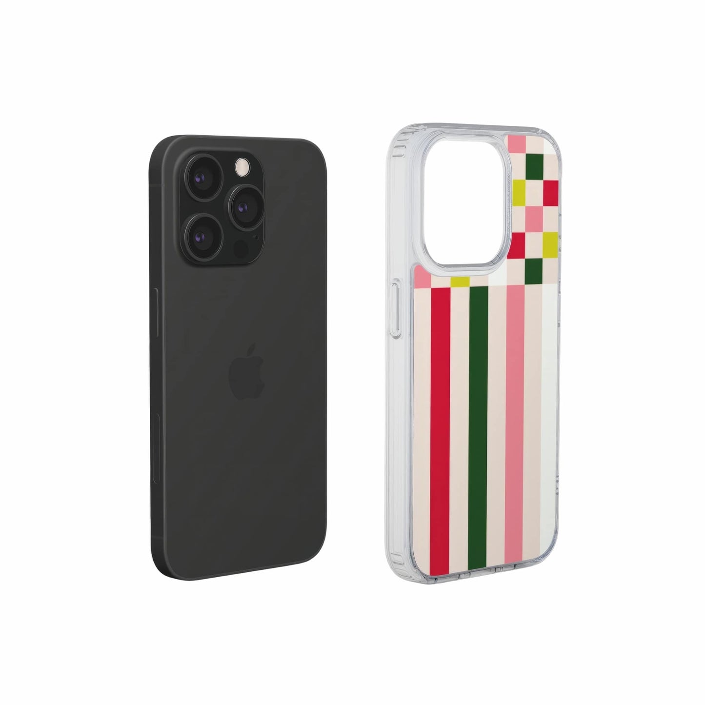 Pixel Grid Pink Clear Phone Case
