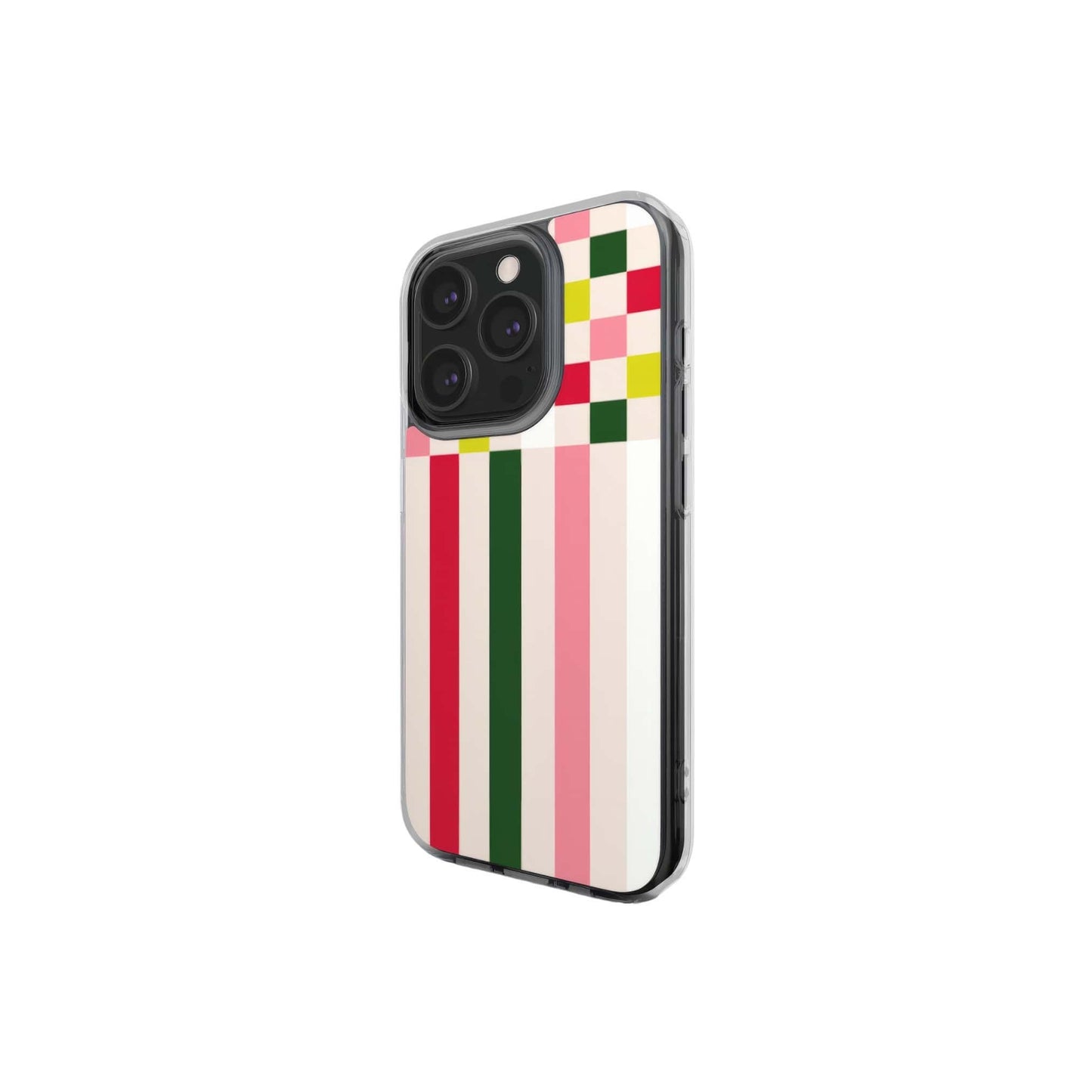 Pixel Grid Pink Clear Phone Case