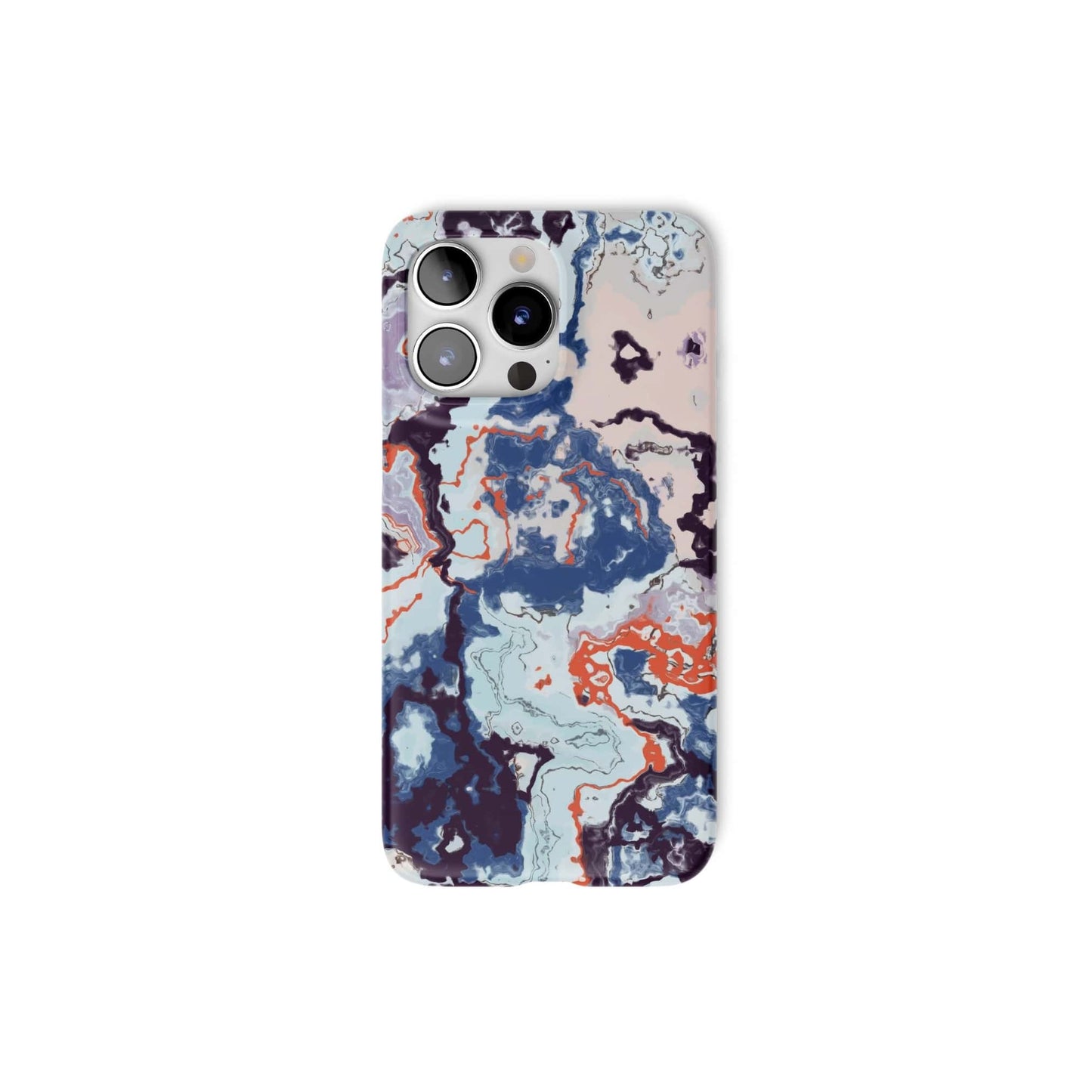 Blue Marble Veins pattern for Snap phone case. Front View.