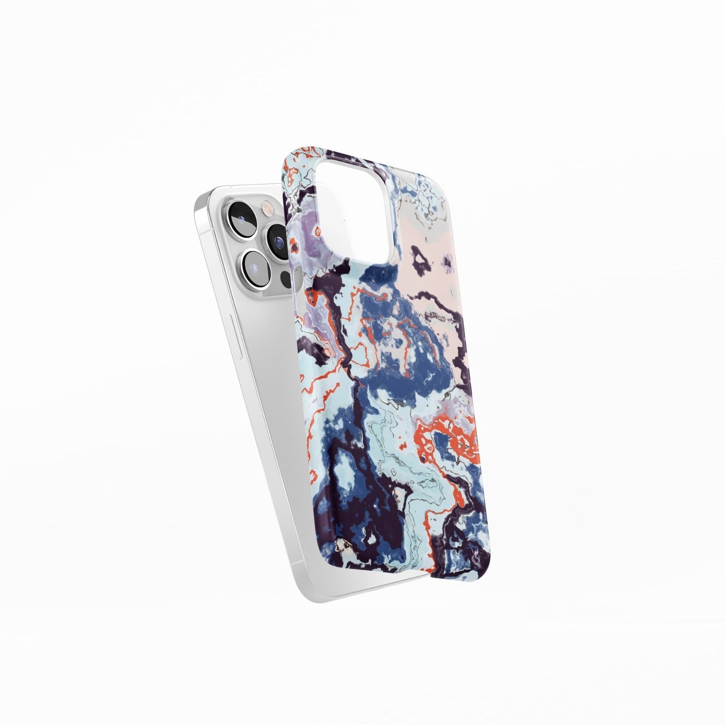 Blue Marble Veins pattern for Snap phone case. Side View.