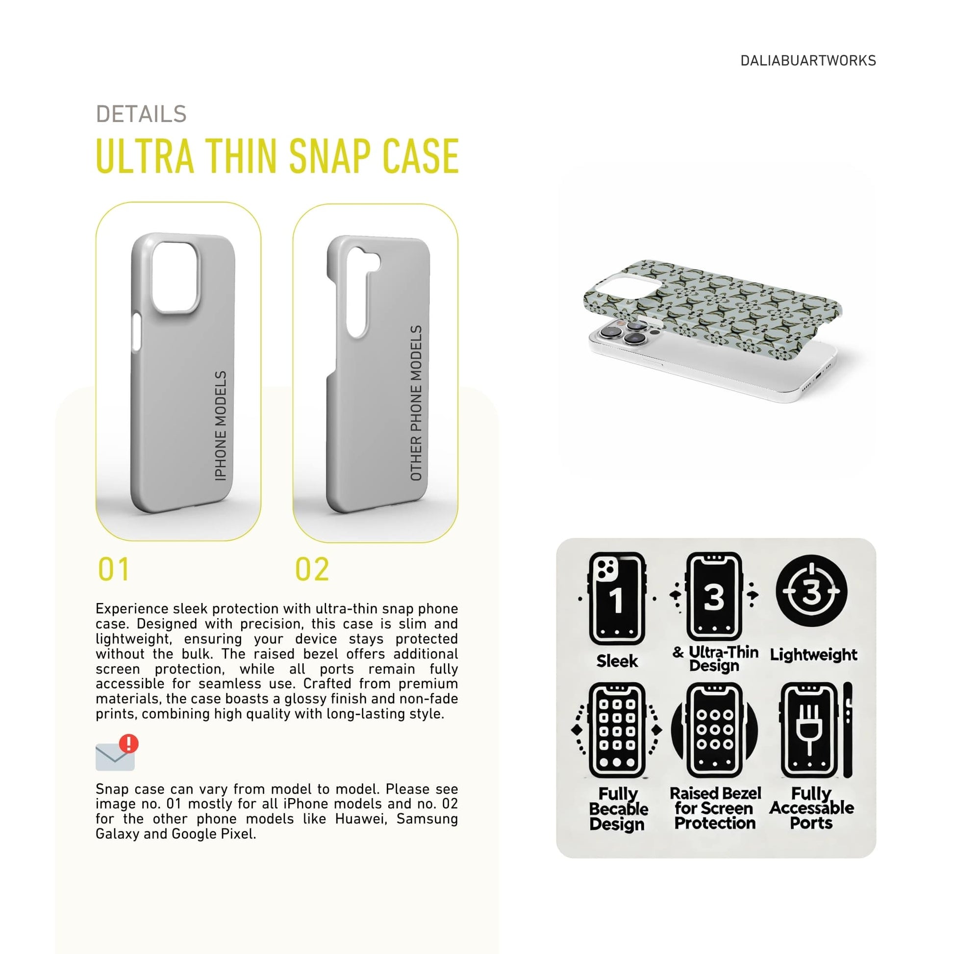Ultra thin snap phone case ButterFly pattern design with a playful, bold expression of kaleidoscope form, featuring an elegant and expressive aesthetic design. Main color is light blue. Snug fit cover benefits.