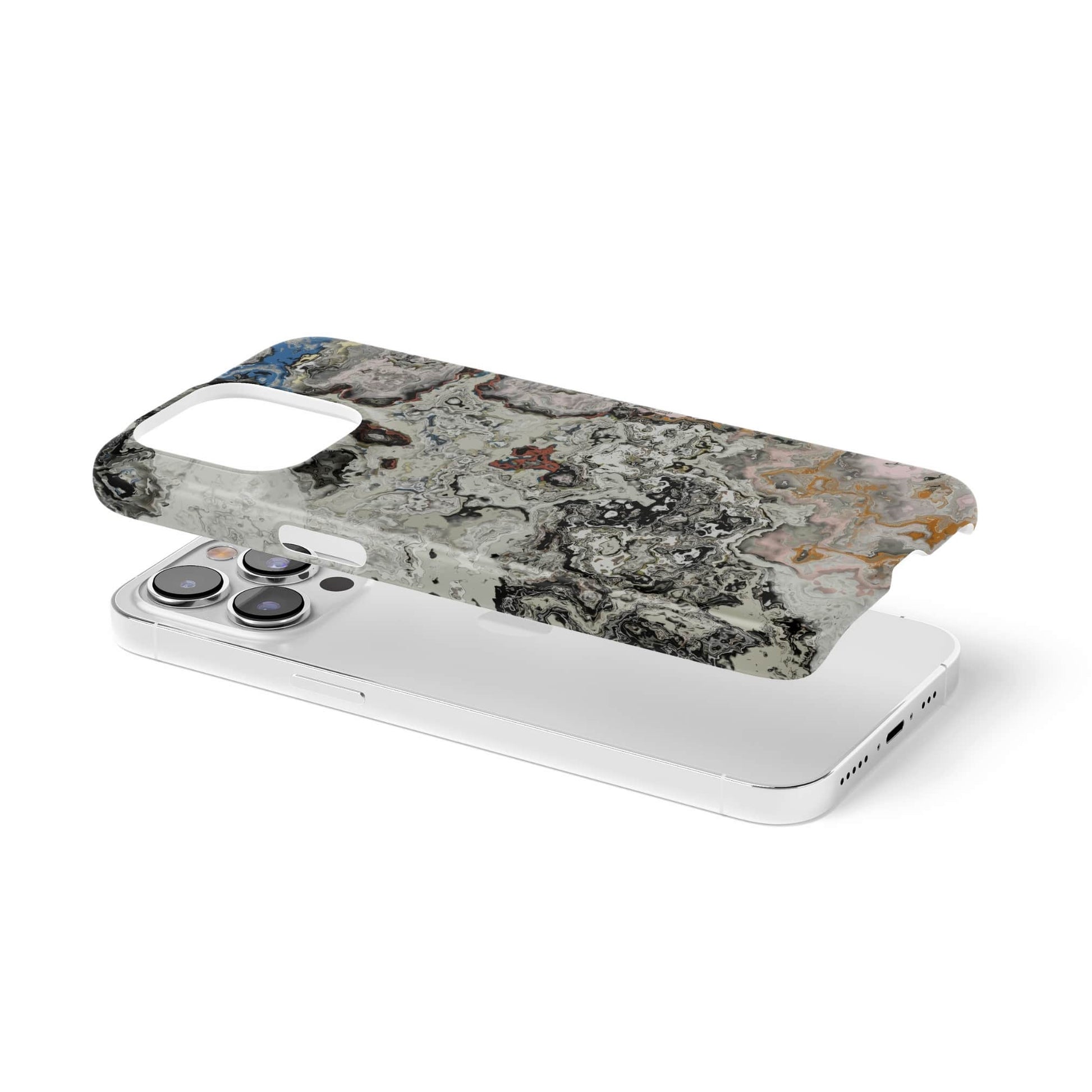 Snap phone case extend view; Full Moon pattern, marble pattern; moon surface imagination.